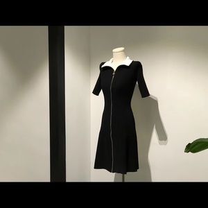 Maje Black Knit Dress with White Collar